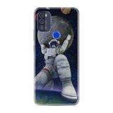 Kılıfland Reeder Max Pro ile Uyumlu Telefon Kılıfı, Desenli Baskılı, Astronot ve Dünya Figürü, Silikon, Renkli