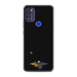 Kılıfland Reeder Max Pro ile Uyumlu Telefon Kılıfı, Desenli Baskılı, Ay ve Kedi Figürlü, Siyah