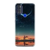 Kılıfland Reeder Max Pro ile Uyumlu Telefon Kılıfı, Desenli Baskılı, Ay ve Kız Figürü, Silikon, Mavi