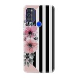 Kılıfland Reeder Max Pro ile Uyumlu Telefon Kılıfı, Desenli Baskılı, Çiçek Figürlü, Pembe-Siyah-Beyaz