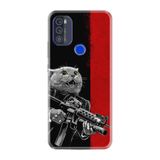 Kılıfland Reeder Max Pro ile Uyumlu Telefon Kılıfı, Desenli Baskılı, Çılgın Kedi Figürü, Silikon, Kırmızı-Siyah