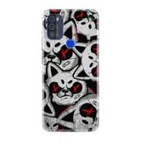 Kılıfland Reeder Max Pro ile Uyumlu Telefon Kılıfı, Desenli Baskılı, Kızgın Kediler, Silikon, Gri-Siyah-Kırmızı