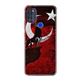 Kılıfland Reeder Max Pro ile Uyumlu Telefon Kılıfı, Desenli Baskılı, Kurt ve Ay Figürlü, Silikon, Kırmızı-Siyah