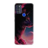 Kılıfland Reeder Max Pro ile Uyumlu Telefon Kılıfı, Desenli Baskılı, Kurt ve Ay Figürlü, Silikon