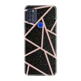 Kılıfland Reeder Max Pro ile Uyumlu Telefon Kılıfı, Desenli Baskılı, Pembe Şeritli Mermer, Siyah