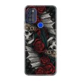Kılıfland Reeder Max Pro ile Uyumlu Telefon Kılıfı, Silikon, Skull Rose Desenli, Siyah