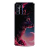Kılıfland Reeder P13 Blue 2021 ile Uyumlu Telefon Kılıfı, Desenli Baskılı, Kurt ve Ay Figürlü, Silikon