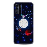 Kılıfland Reeder P13 Blue 2021 ile Uyumlu Telefon Kılıfı, Silikon, Desenli Baskılı, Ay ve Astronot Figürlü, Siyah