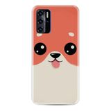 Kılıfland Reeder P13 Blue 2021 ile Uyumlu Telefon Kılıfı, Silikon, Desenli Baskılı, Sevimli Köpek Figürü, Turuncu-Krem