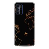 Kılıfland Reeder P13 Blue 2021 ile Uyumlu Telefon Kılıfı, Silikon, Harita ve Uçak Desenli, Siyah