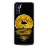 Kılıfland Reeder P13 Blue ile Uyumlu Telefon Kılıfı, Desenli Baskılı, Ay ve Flamingo Figürlü, Siyah