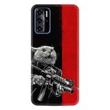 Kılıfland Reeder P13 Blue ile Uyumlu Telefon Kılıfı, Desenli Baskılı, Çılgın Kedi Figürü, Silikon, Siyah-Kırmızı