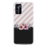 Kılıfland Reeder P13 Blue ile Uyumlu Telefon Kılıfı, Desenli Baskılı, Strip Pink Flowers, Silikon