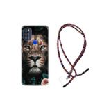 kilifland Reeder P13 Blue Max Pro 2021 ile Uyumlu Kılıf Rasta Ipli Boyun Askılı Desenli Life Silikon Leon Flowers 1307
