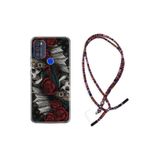 kilifland Reeder P13 Blue Max Pro 2021 ile Uyumlu Kılıf Rasta Ipli Boyun Askılı Desenli Life Silikon Skull Rose 1673