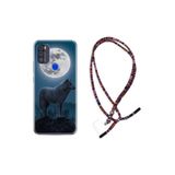 kilifland Reeder P13 Blue Max Pro 2021 ile Uyumlu Kılıf Rasta Ipli Boyun Askılı Desenli Life Silikon Wolf Moon 1857