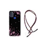 kilifland Reeder P13 Blue Max Pro 256gb ile Uyumlu Kılıf Rasta Ipli Boyun Askılı Desenli Life Silikon Black Flowers 1391
