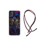 kilifland Reeder P13 Blue Max Pro 256gb ile Uyumlu Kılıf Rasta Ipli Boyun Askılı Desenli Life Silikon Flowers Tiger 1319