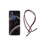 kilifland Reeder P13 Blue Max Pro 256gb ile Uyumlu Kılıf Rasta Ipli Boyun Askılı Desenli Life Silikon Kara Dünya 1902