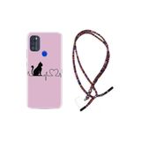 kilifland Reeder P13 Blue Max Pro 256gb ile Uyumlu Kılıf Rasta Ipli Boyun Askılı Desenli Life Silikon Pink Cat Heart 1303