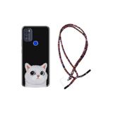 kilifland Reeder P13 Blue Max Pro 256gb ile Uyumlu Kılıf Rasta Ipli Boyun Askılı Desenli Life Silikon White Cat 1835