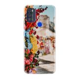kilifland Reeder P13 Blue Max Pro 256gb ile Uyumlu Kılıf Silikon Desen Boyun Askılı Gerçek Çiçekler 1743