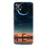 Kılıfland Reeder P13 Blue Plus 2022 ile Uyumlu Telefon Kılıfı, Desenli Baskılı, Ay ve Kız Figürlü, Silikon, Mavi