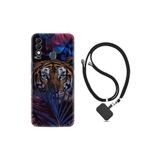 kilifland Reeder S23 Max Pro ile Uyumlu Kılıf Resimli Boyun Askılı İpli Desenli Silikon Flowers Tiger 1319