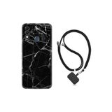 kilifland Reeder S23 Max Pro ile Uyumlu Kılıf Resimli Boyun Askılı İpli Desenli Silikon Fragile Black Mermer 1378