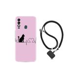 kilifland Reeder S23 Max Pro ile Uyumlu Kılıf Resimli Boyun Askılı İpli Desenli Silikon Pink Cat Heart 1303