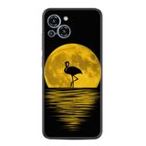 Kılıfland Reeder S23 Max Pro ile Uyumlu Silikon Kılıf, Ay ve Flamingo Deseni, Siyah