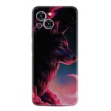 Kılıfland Reeder S23 Max Pro ile Uyumlu Silikon Kılıf, Baskılı Desenli, Wolf and Moon, Siyah