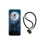 Kılıfland Reeder S23 Max Pro ile Uyumlu Silikon Kılıf, Boyun Askılı, Desenli, Moon Wolf, Siyah