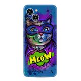 Kılıfland Reeder S23 Max Pro Silikon Kılıf, Renkli Baskı, Super Meow Desen, Mavi