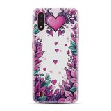 Kılıfland Samsung Galaxy A01 ile Uyumlu Kılıf, Boutique Baskılı, Kalpler ve Çiçek Deseni, Pembe