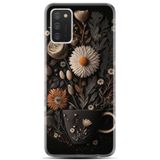 Kılıfland Samsung Galaxy A02 ile Uyumlu Kılıf, Boutique Baskılı, Kahve Çiçek Desen, Siyah