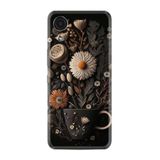 Kılıfland Samsung Galaxy A03 Core ile Uyumlu Kılıf, Boutique Baskılı, Kahve Çiçek Desen, Siyah