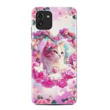 Kılıfland Samsung Galaxy A03 ile Uyumlu Kılıf, Boutique Baskılı, Güzel Kedi Desenli, Pembe