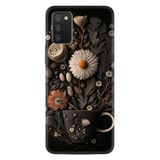Kılıfland Samsung Galaxy A03S ile Uyumlu Kılıf, Boutique Baskılı, Kahve Çiçek Desen, Siyah