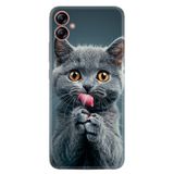 Kılıfland Samsung Galaxy A04E ile Uyumlu Kılıf, Boutique Baskılı, Komik Kedi Desenli