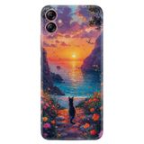 Kılıfland Samsung Galaxy A04E ile Uyumlu Kılıf, Boutique Baskılı, Resimli Manzara Kedi, Renk96