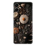 Kılıfland Samsung Galaxy A06 ile Uyumlu Kılıf, Boutique Baskılı, Kahve Çiçek Desen, Siyah