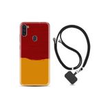 kilifland Samsung Galaxy A11 ile Uyumlu Kılıf Desenli Silikon Ipli Boyun Askılı Sarı Kırmızı Boya 1708