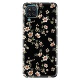 Kılıfland Samsung Galaxy A12 ile Uyumlu Kılıf, Boutique Baskılı, Siyah Fon Çiçek Desen