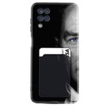 Kılıfland Samsung Galaxy A12 ile Uyumlu Kılıf, Kartvizitli Kartlıklı, Silikon, Atatürk Portre Desenli, Siyah