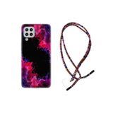kilifland Samsung Galaxy A12 ile Uyumlu Kılıf Rasta Ipli Boyun Askılı Desenli Silikon Boyalar 1663