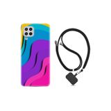 kilifland Samsung Galaxy A12 ile Uyumlu Kılıf Silikon Desen Boyun Askılı Renk Cümbüşü 1631