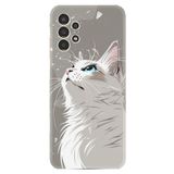 Kılıfland Samsung Galaxy A14 ile Uyumlu Kılıf, Boutique Baskılı, Beyaz Kedi Desenli