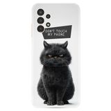 Kılıfland Samsung Galaxy A14 ile Uyumlu Kılıf, Boutique Baskılı, Don't Touch Cat, Beyaz