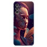 Kılıfland Samsung Galaxy A14 ile Uyumlu Kılıf, Boutique Baskılı Kelebek Kadın Deseni, Renk75